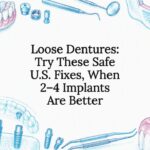 Decorative denture and implant title card