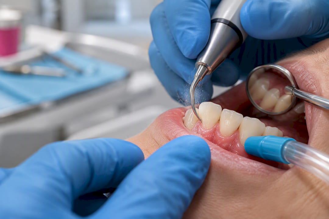 Hygienist performing periodontal scaling treatment